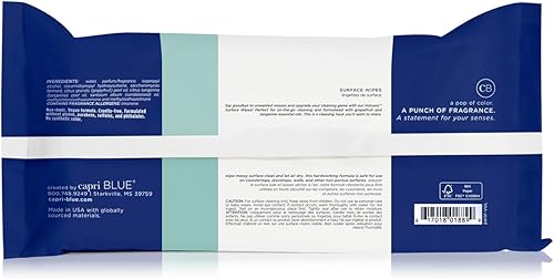 Miniatura 9 de Capri Blue Volcano - Toallitas multisuperficie  Toallitas de limpieza multiusos con aceites esenciales de pomelo y mandarina, seguras para