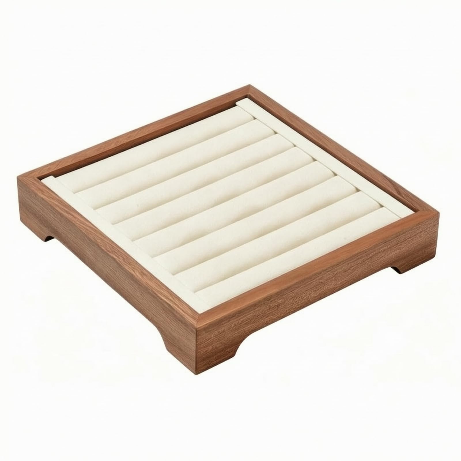 Plateau Présentation Bagues Organisé Présentoir à Bagues En Bois Faible Hauteur Plateau à Bijx Cadre En Bois pr Bijtiers, Coiffeuse, Beige