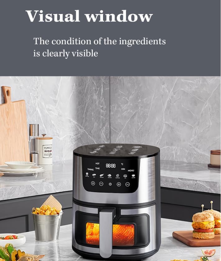 مقلاة هوائية رقمية ذكية مع نافذة عرض من بابوريتش، سعة 7 لتر، ش... - view 5