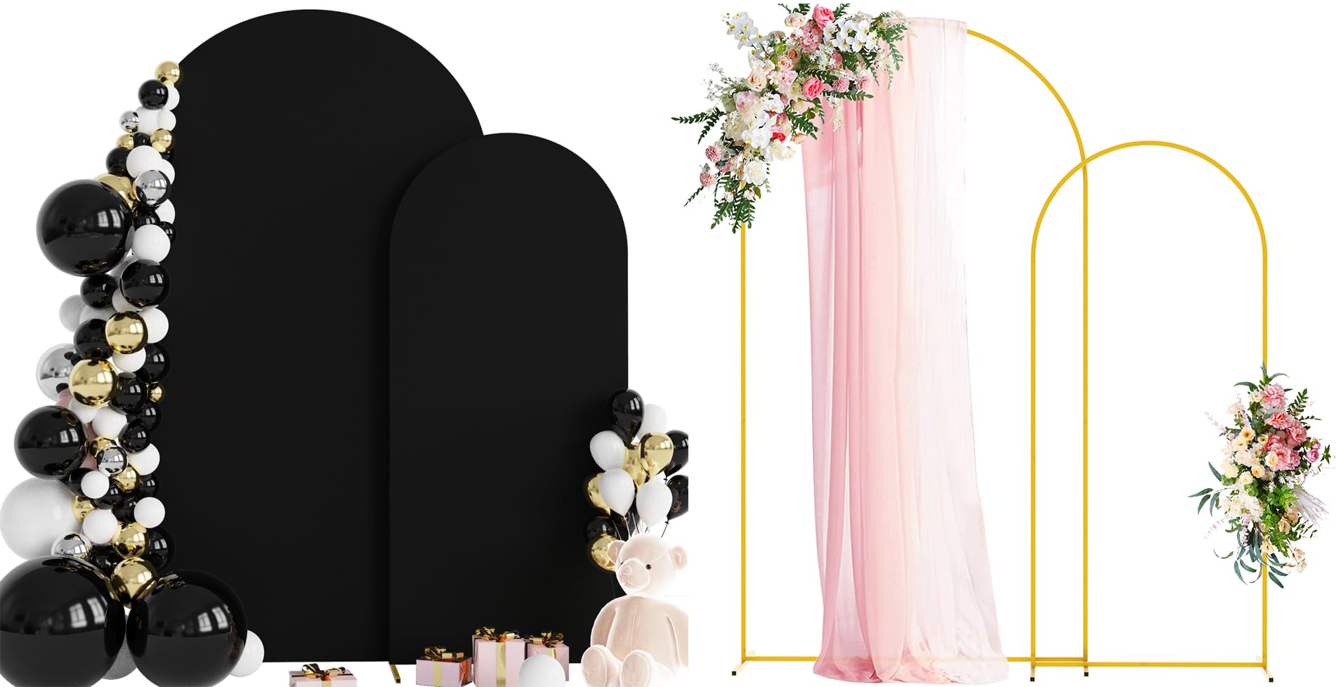 Photo 1 of ******* factory sealed ******Wokceer Wedding Arch Backdrop Stand and Cover Set of 2 Metal Arch Stand with Arch Cover Black 7.2FT, 6FT for Birthday Party Wedding Ceremony Bridal Baby Shower Event Decor