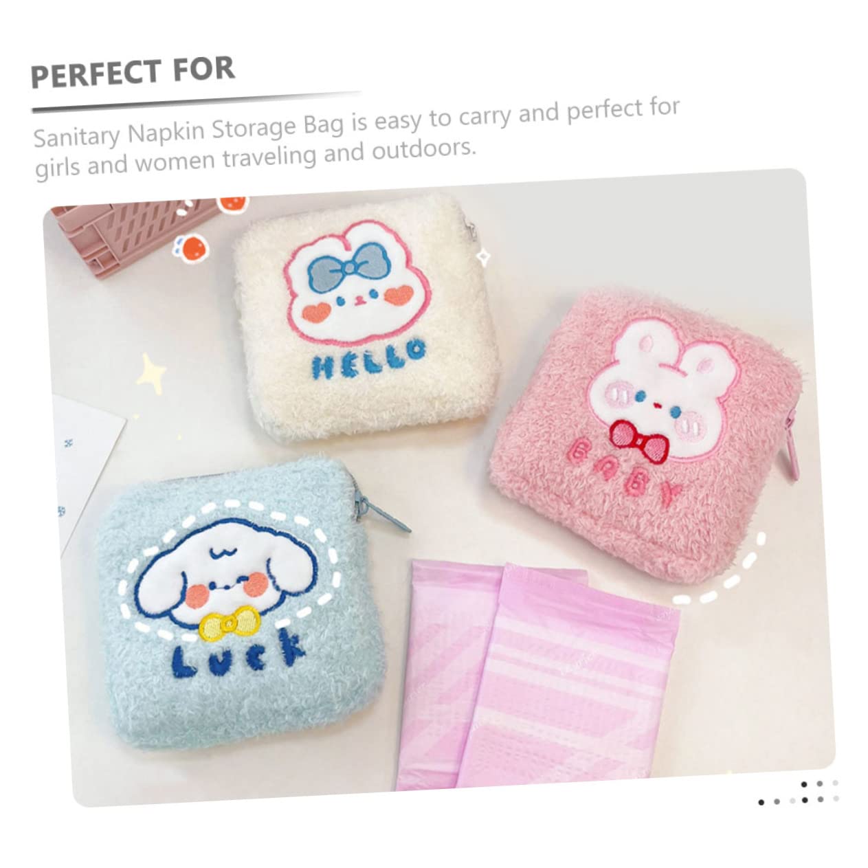 12piezas Bolsa De Almacenamiento De Toallas Sanitarias Bolsa Menstrual Reutilizable y Lavable Organizador De Compresas Para Niñas y Mujeres Diseño De Animales Para Viajes y Uso