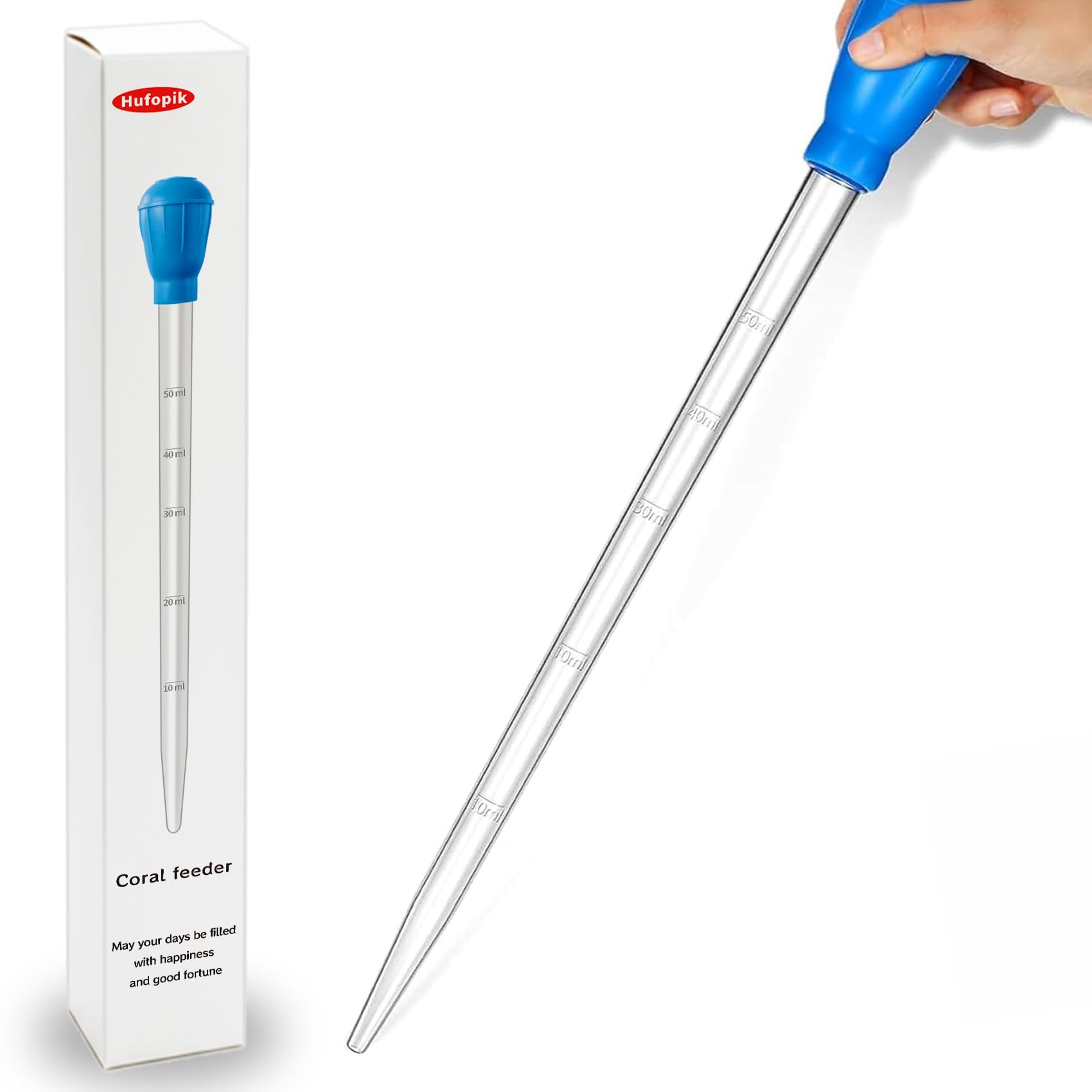 17.7in 1 Pieces Long Pipette for Fish Tank Coral Food Feeder Long Syringe Reef Coral Food Spot Feeder Tube for Reef Aquatic Plant Spider Snake Lizard，