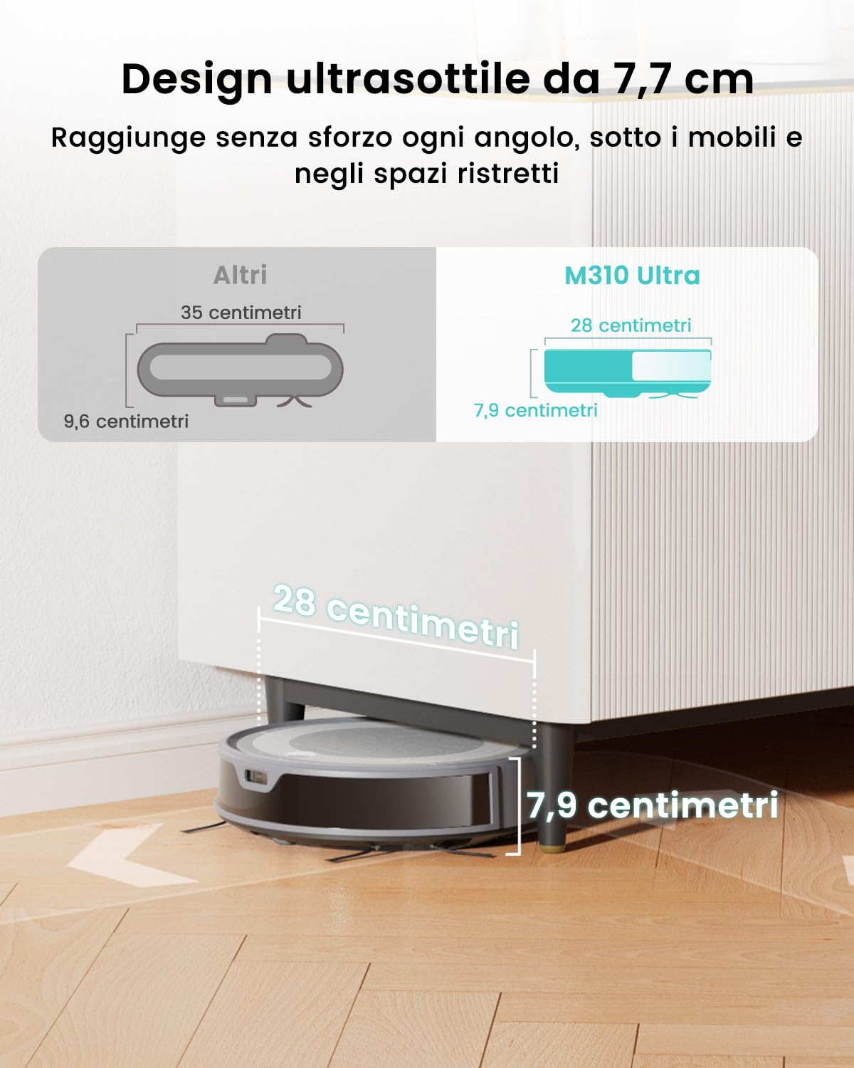 Lefant M310 Ultra Robot Aspirapolvere Lavapavimenti con Mappatura, 6000Pa, Navigazione ToF PSD 190°, 170 Min, Controllo APP/WiFi, 3-in-1, Ideale per Peli Animali e Pavimenti Duri, Grigio