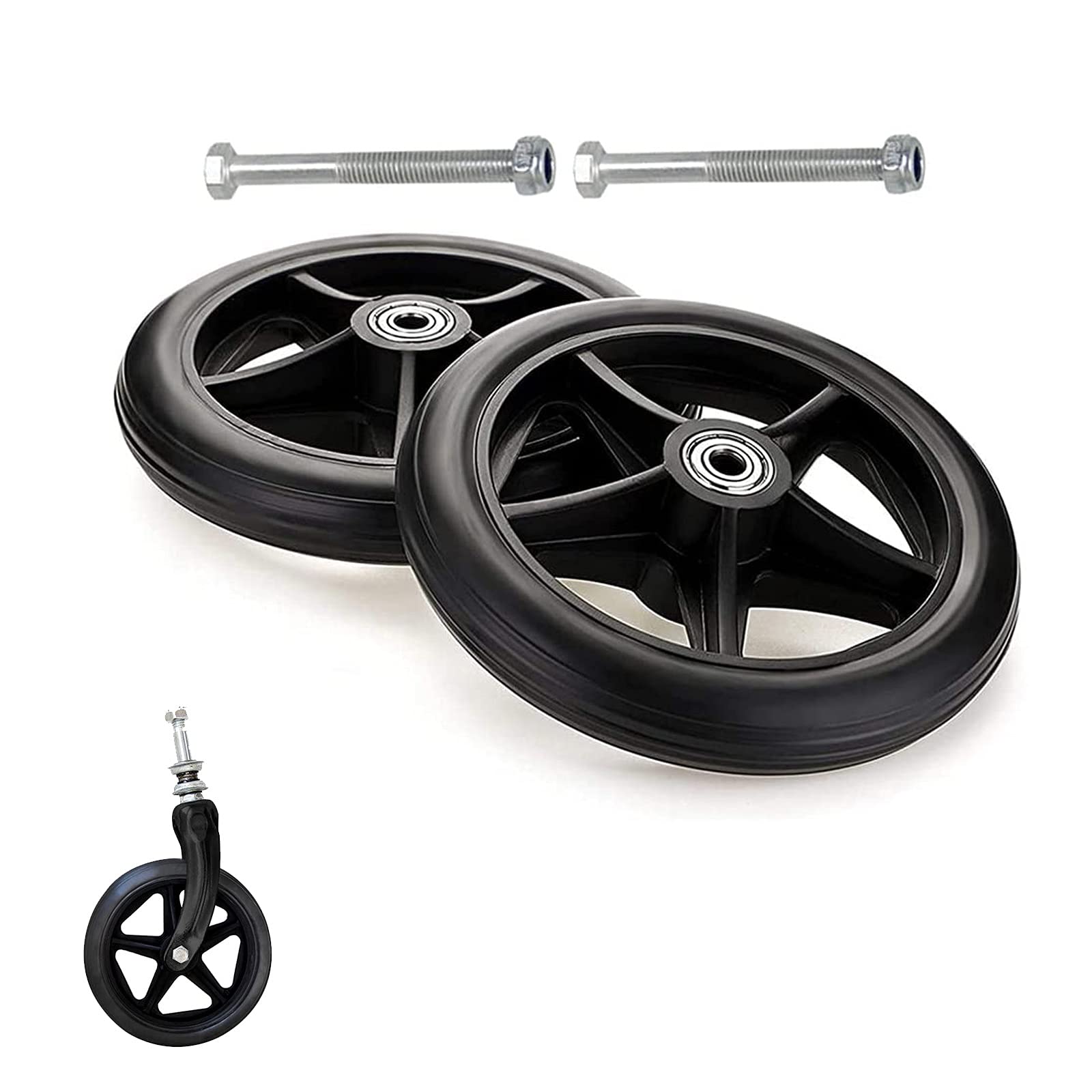 Wheelchair Front Wheels Replacement 2 Pieces Wheelchair Caster Wheels Solid Wheel 6
