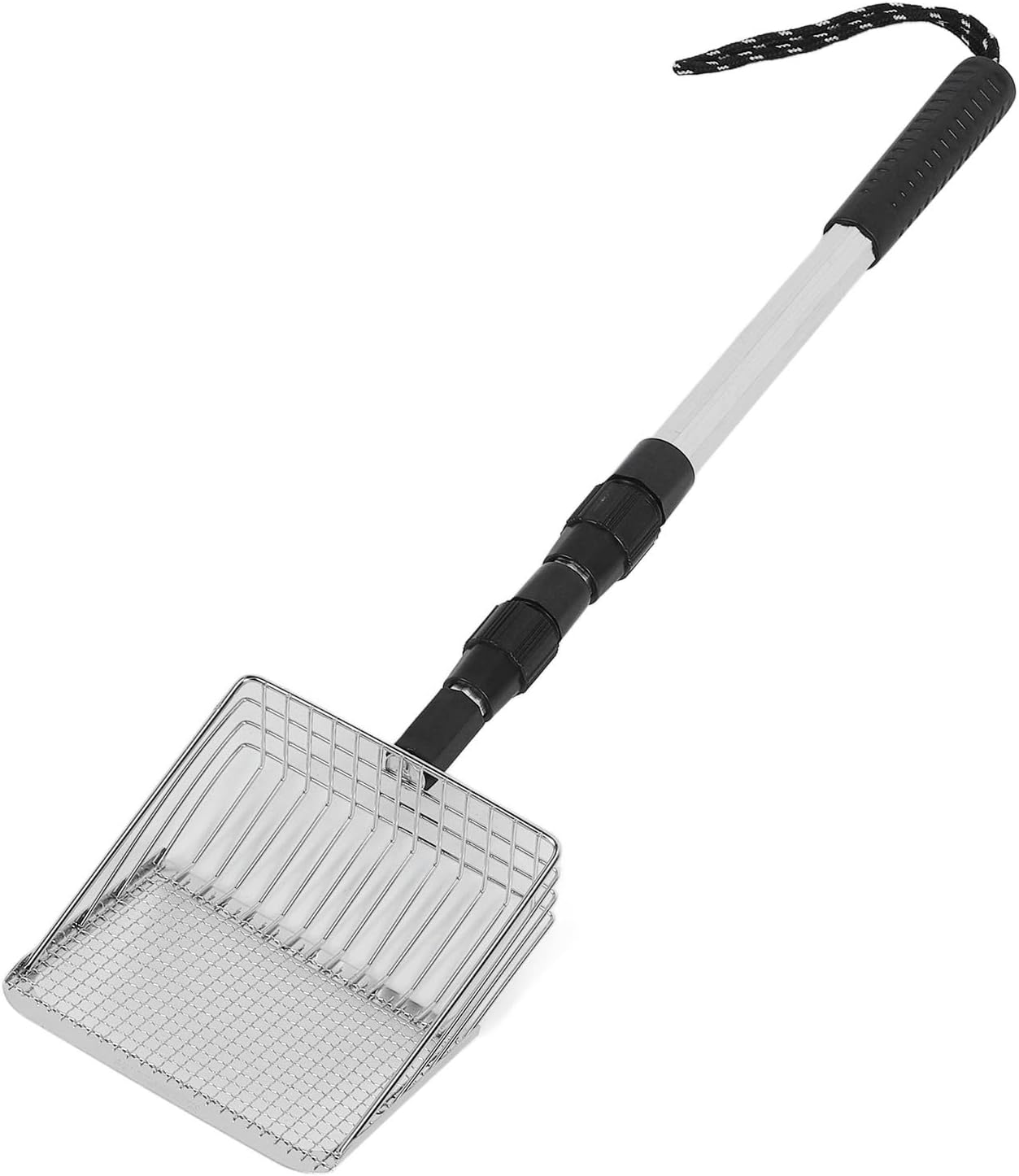 Chicken Poop Scooper, 3 Section Adjustable Detachable Stainless Steel Metal Litter Scoop, Anti Stick Stretchable Long Handle Cat Litter Sifting Shovel Cleaning Tools