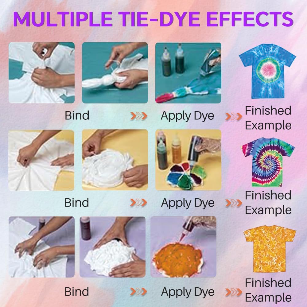Tie Dye Kit, 8 Colors Dye Kits, Bright-Coloured & Safe Fabric Color Powder, Easy to Use Set for Large Groups, Adults, Handmade Party, Kids