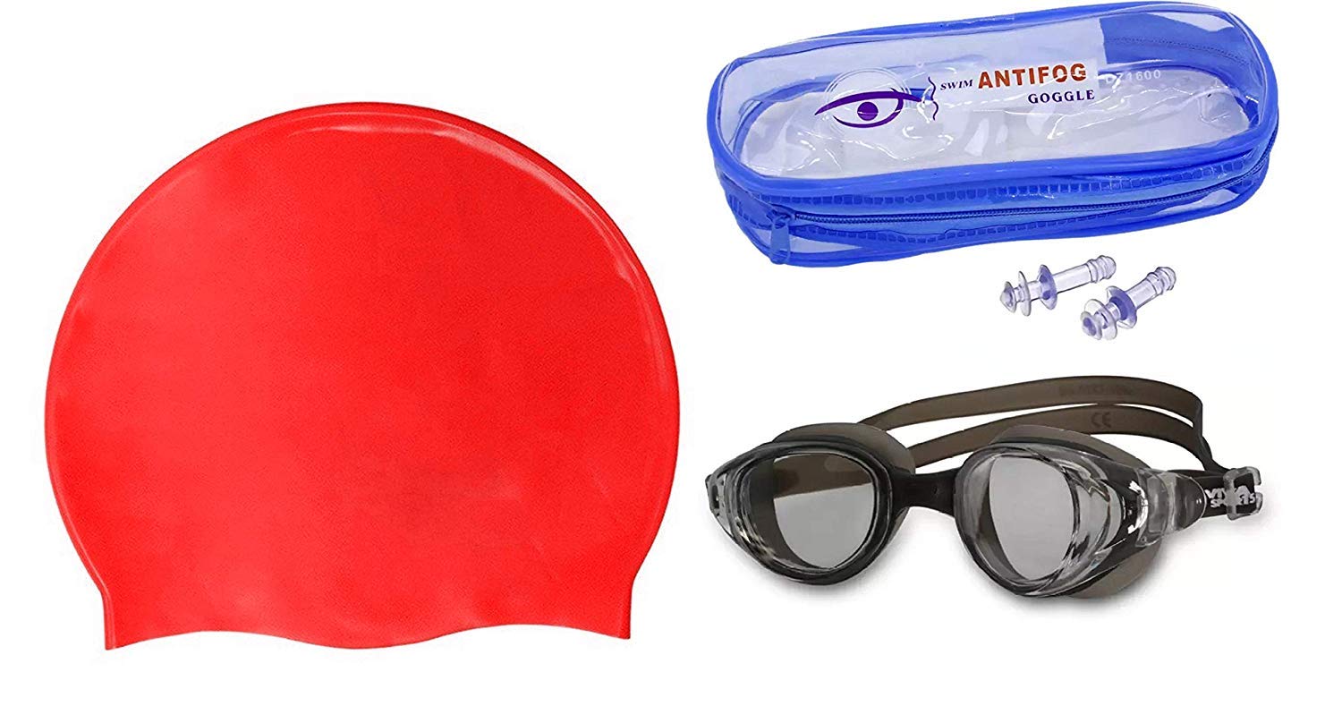 Glan Swimming Cap – Water Tight and Adjustable Comfortable Fit with UV Protection Goggles and Nose Plug Perfect for Men Women Youth and Kids with Free Ear (L Red) (B07QS1R8KP) Amazon Price History, Amazon Price Tracker