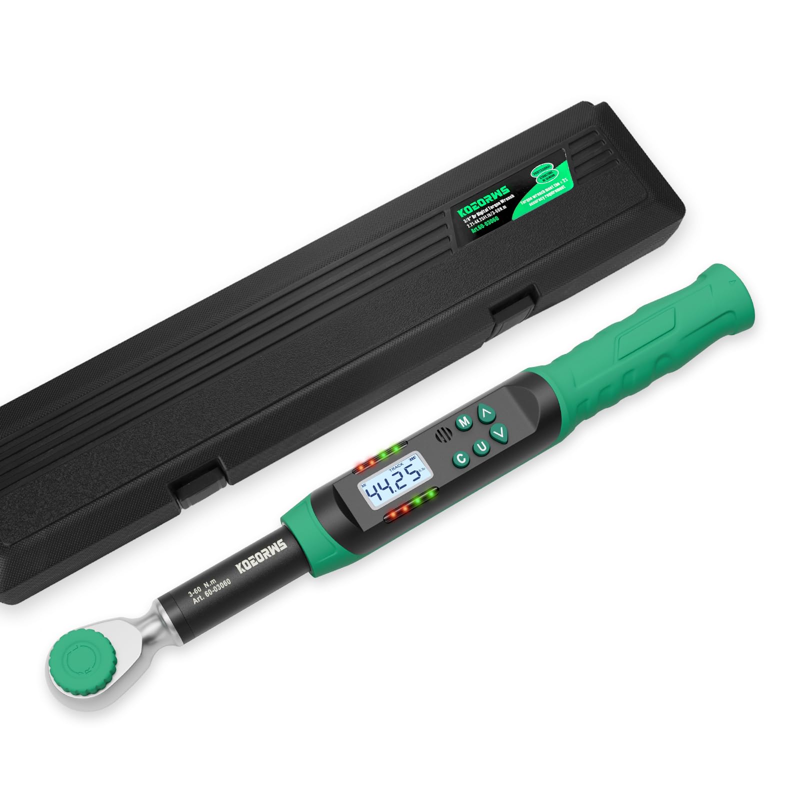 3/8 Digital Torque Wrench (2.21-44.25 Ft. Lb/ 3-60 N.m) ±2% Accuracy Digital Torque Wrench 3/8 Drive With Buzzer And LED Flash Notification Peak And - View #11