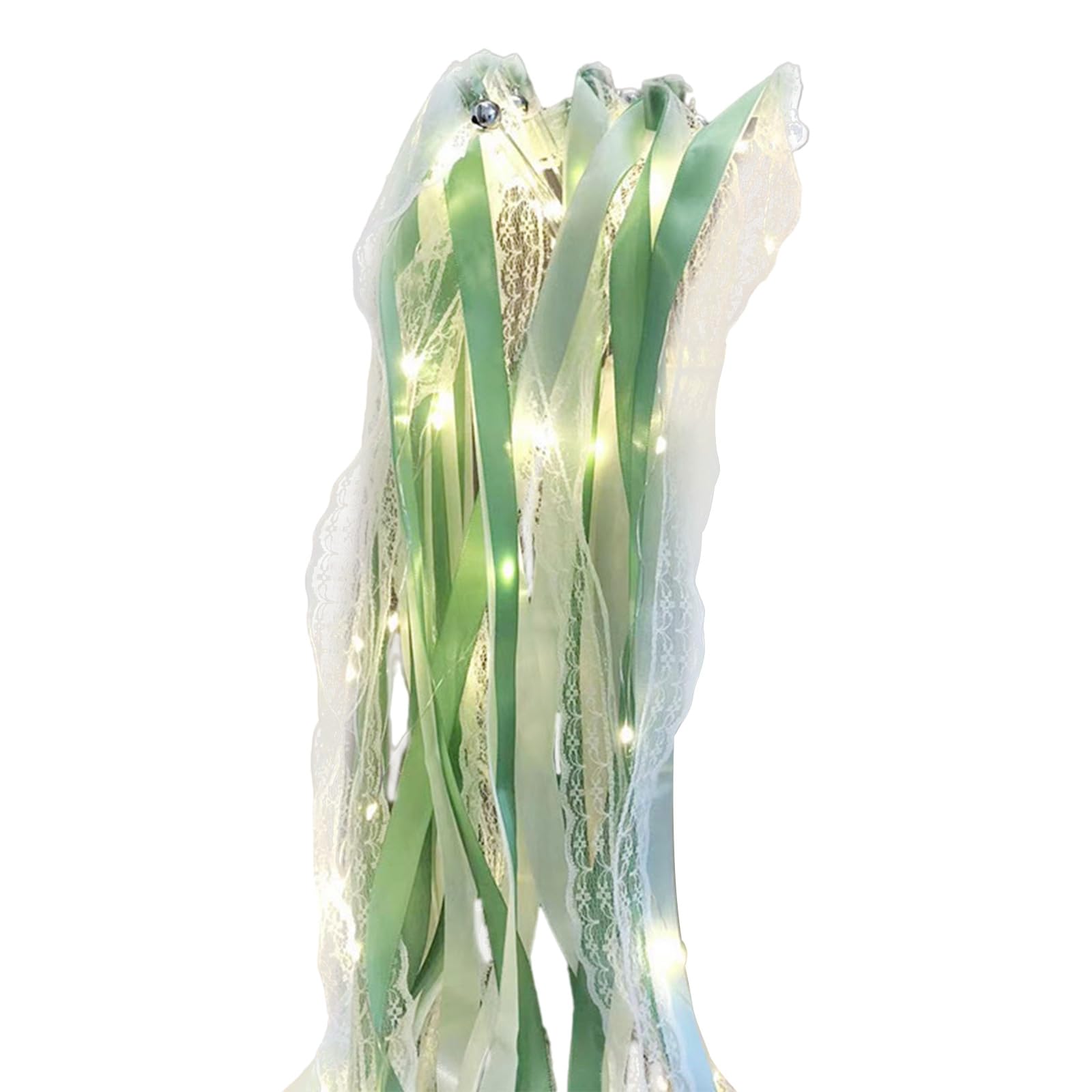 Elnwnnkc Green Multipurpose Charm Bells Glowing Ribbon Sticks For Parties Supplies 10 Pack Elegant Designs For Wedding Decoration Party Glowing Ribbon