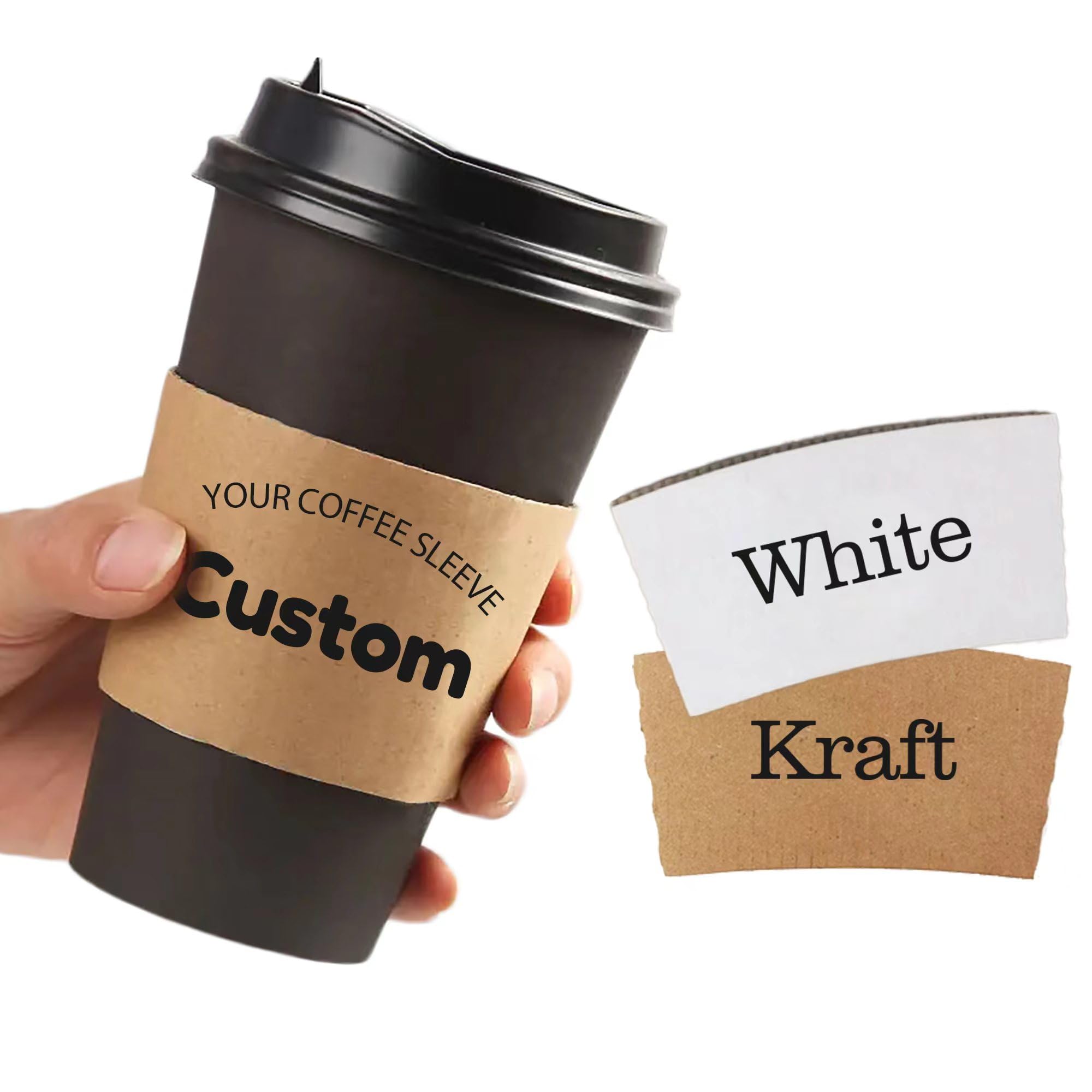 Amazon.com: Pack of 20/50/100/200/300 Custom Printed Coffee Sleeves, White  or Kraft Cup Sleeves,Fit 10/12/16/20 oz, Coffee Cup Wrap Gift For  Wedding/Baby Shower : Health & Household