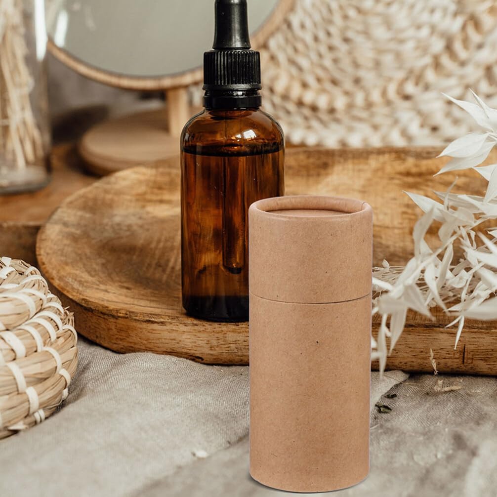 EXCEART 15pcs Empty Kraft Paper Jar Tube 50ml Essential Oil Bottle Packaging Box Cardboard Tea Storage Container with Lid for Candy Coffee Aromatherapy Boxes