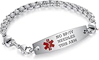 Vista 161 de Brazaletes de alerta médica ajustables de 7.5" a 9" para mujer/hombre, de acero inoxidable, intercambiables