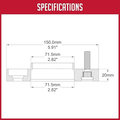 Miniatura 6 de Wheel Accessories Parts 2 adaptadores de espaciadores de rueda centrados en buje 5 en 4.528 in 0.197x4.528 in 0.787 in 0.8 pulgadas de grosor