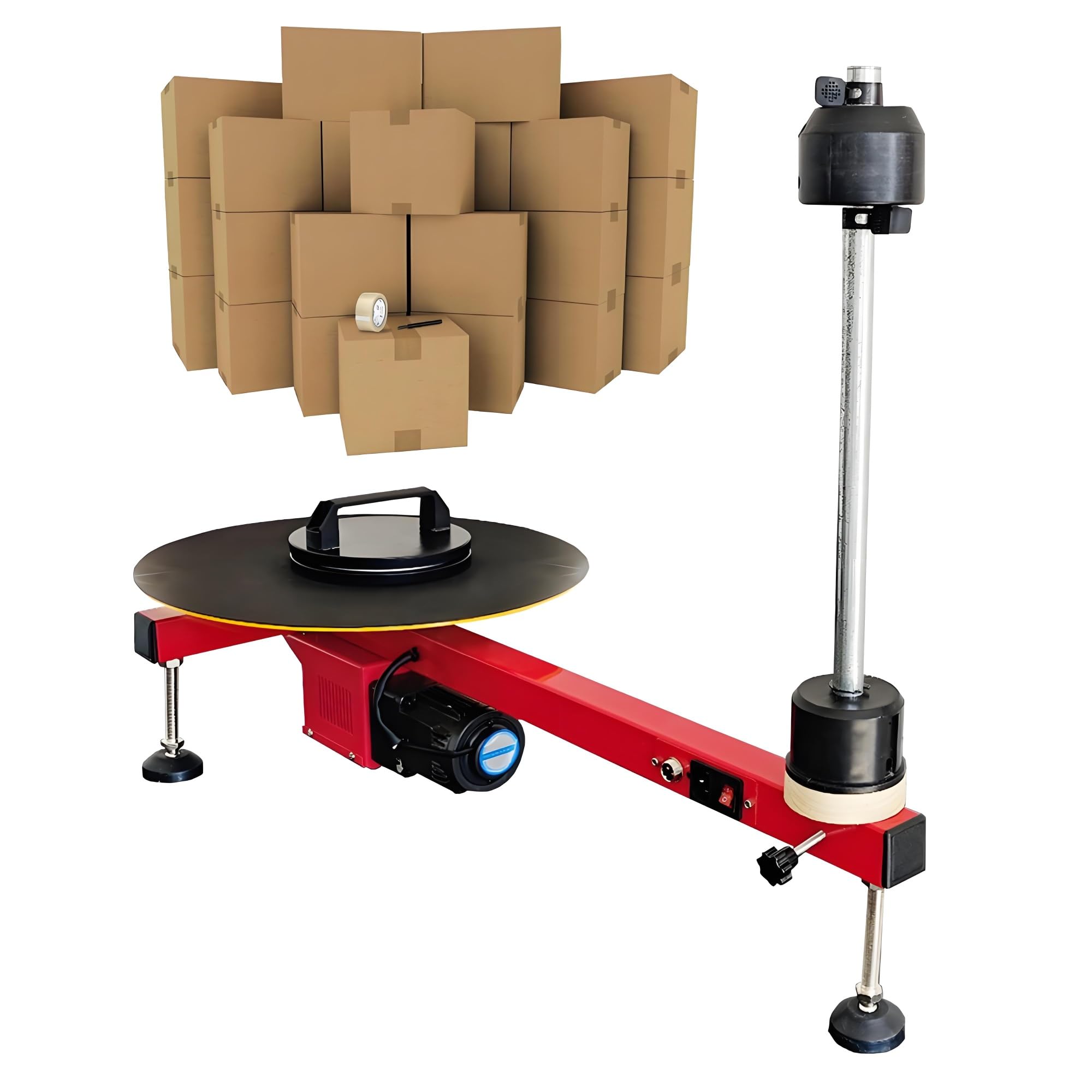 Elektryczna ławka do pakowania folii stretch, dozownik folii stretch, 110 V baner do folii 8-28 cali, średnica talerza obrotowego 40 cm, wysokość 80 cm