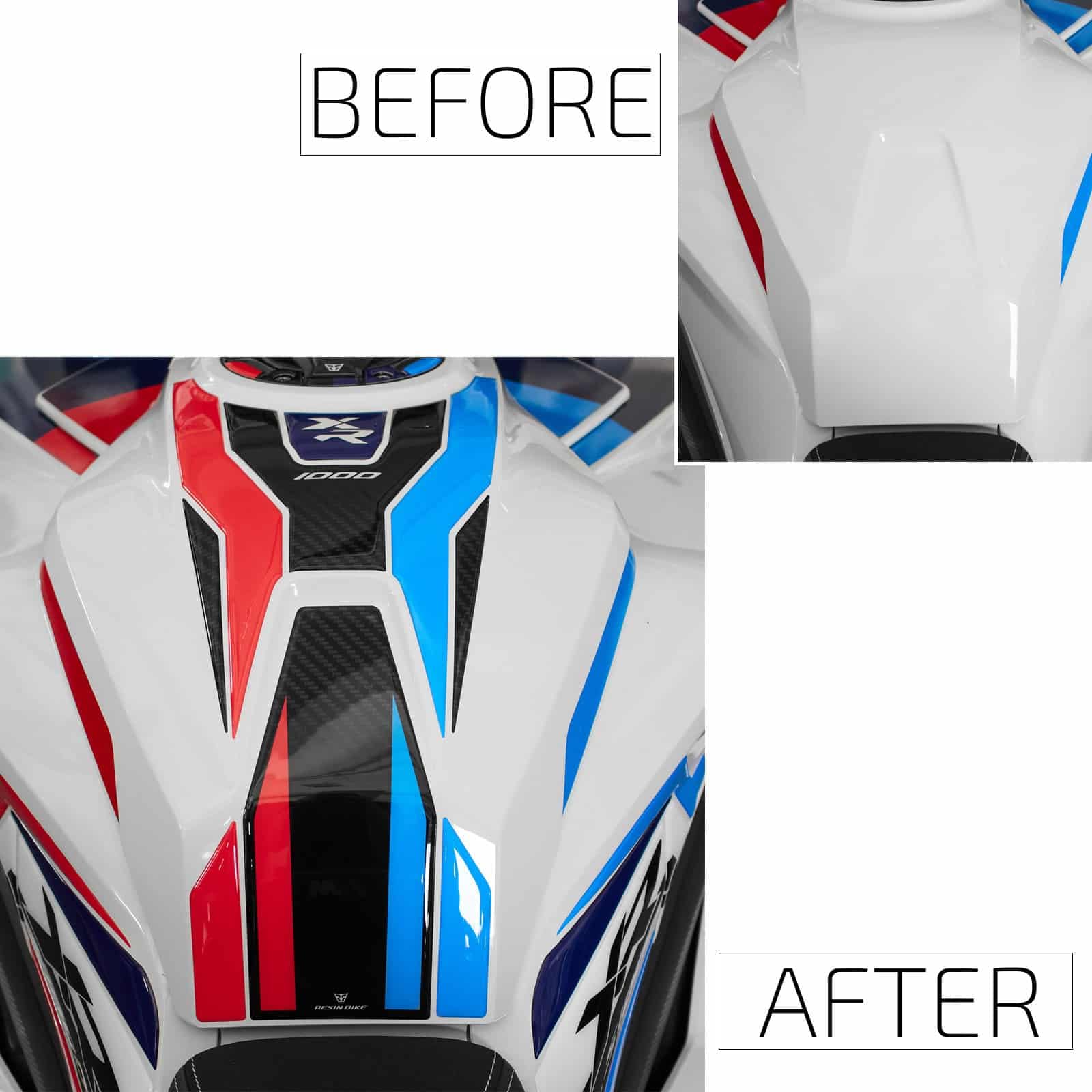 Resin Bike Motorfietssticker compatibel met BMW M 1000 XR - S 1000 XR 2020-2026. Bescherming van de motortankdop tegen stoten en schaafwonden. 3D- stickers met hars, gemaakt in Italië