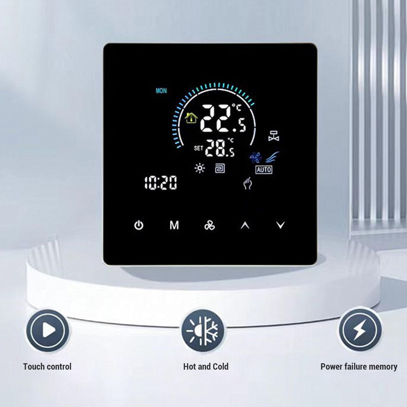 Smart Color Central Air Condither Thermostat Programowalny ekran dotykowy, z programowalnym zasięgiem 5-60 ℃ dla biur centrów handlowych hotele