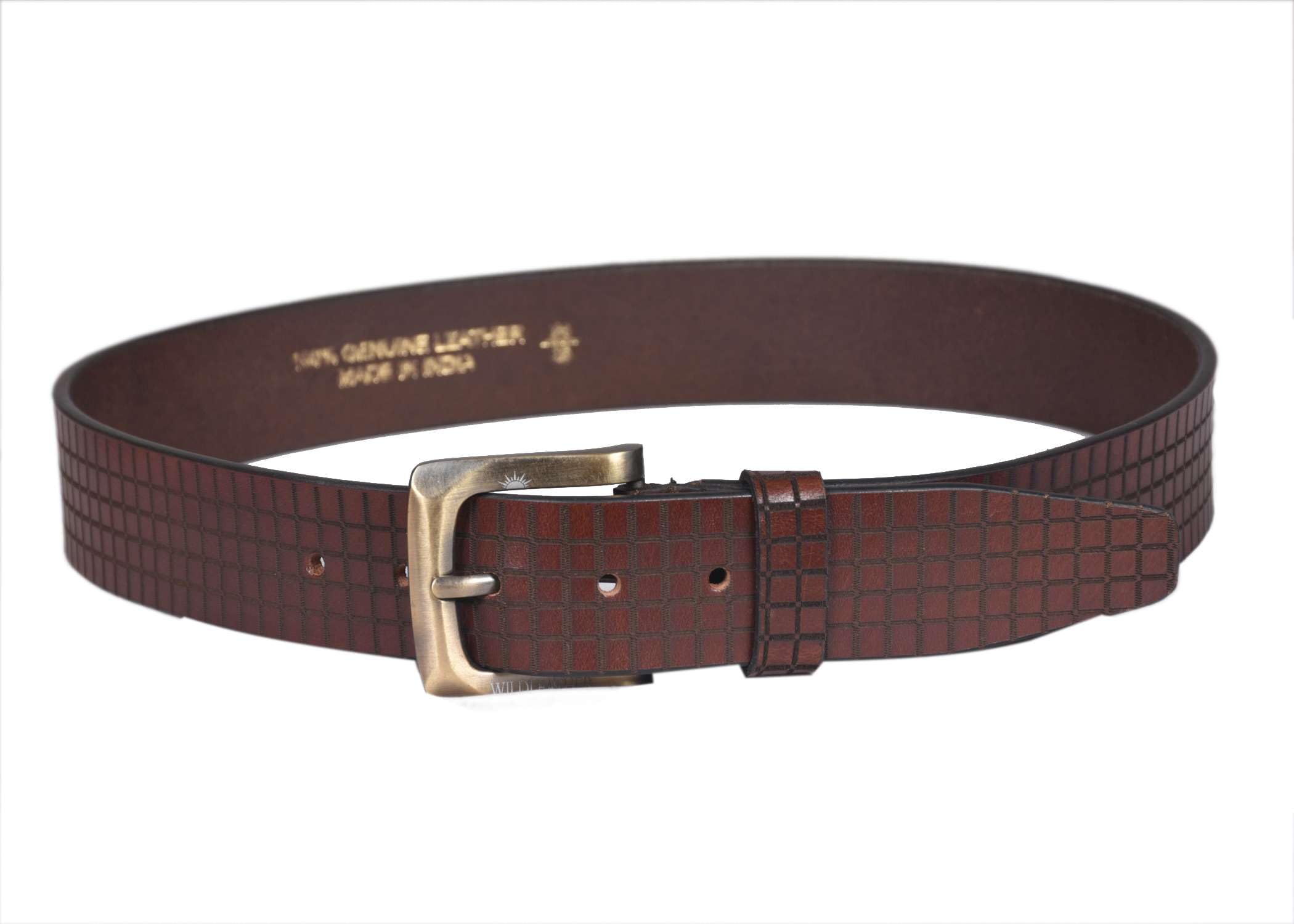 ALSHAD FOOTWEAR Men's Genuine Leather Pin Buckle Belt | Adjustable Waistband 28 to 44 Inches | Perfect for Formal and Casual Wear (Brown) 1