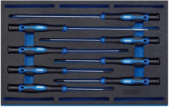 Draper 63399 Extra Long Precision Screwdriver 8 Piece Set in 1/4 Eva Insert Tray
