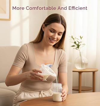 Nursi Luna Wearable Breast Pump, Hands Free Portable Breast Pump with 2 Modes & 6-12 Suction Levels, Low Noise Wireless Electric Breast Pump with 15/17/19/21mm Flange Inserts & Milk Storage Bags