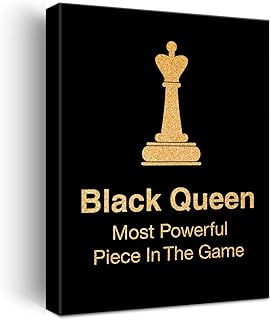 Black Woman Canvas Wall Art Motivational Black Queen Black Girl Magic Positive Quotes Gold Foil Art Print Framed Canvas Painting Artwork Home Decor Gifts 12x15 Inch