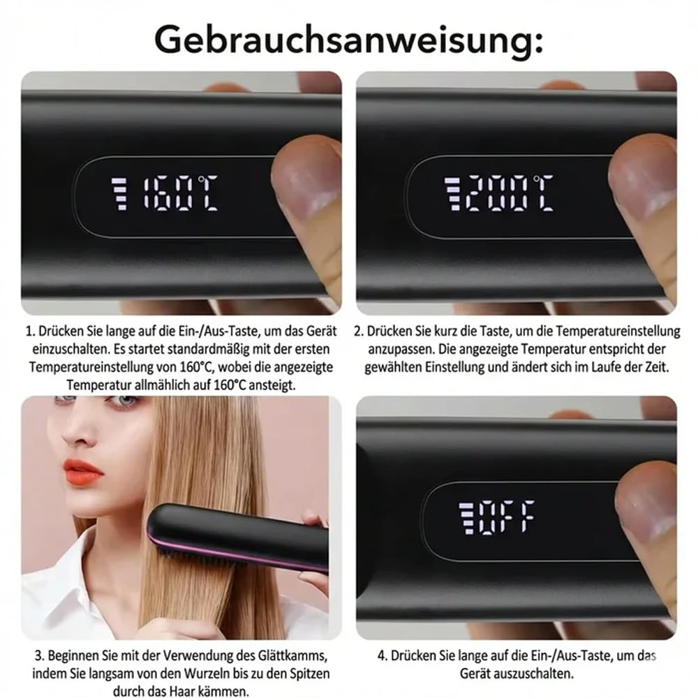 Ciriel - Airbrush Pro Drahtlose Stylingbürste – Kabellose Volumenbürste Für Kurzes & Feines Haar – Trocknet & Stylt In Einem Schritt – Schonende Keramikbeschichtung – Ohne Kabel (Schwarz)