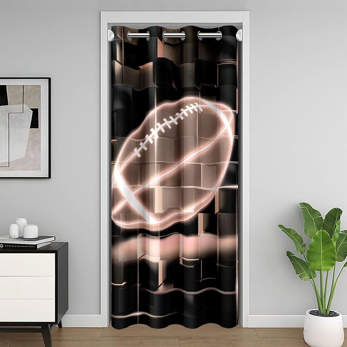 Rideau occultant rugby isolant 106 x 203 cm pour porte et placard