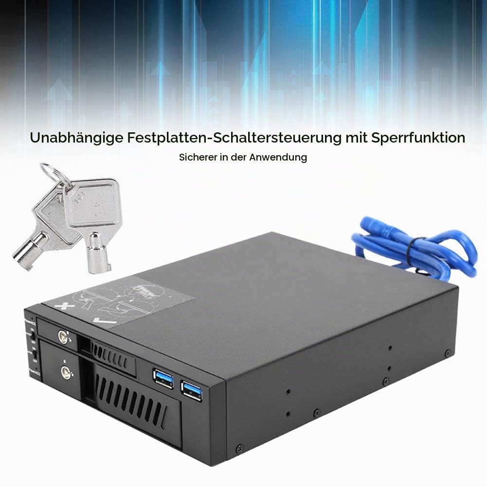 3,5 Zoll Wechselrahmen SATA Mobile Rack, Mobiles Festplatten Rack, Festplattenschutzgehäuse für 2.5/3.5 SATA1/2/3 Festplatte/Solid State SSD, Box zum Entfernen Optischer Laufwerke