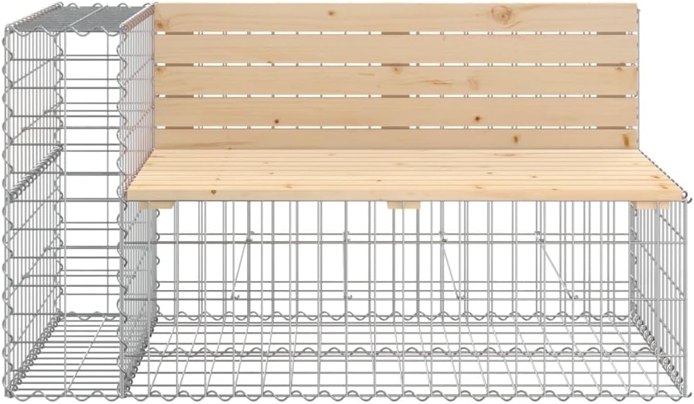 Garden Bench Natural Solid Pine Wood Medium Durable,The Rustic Solid Pine Garden Bench with Gabion Design – for Outdoor Patios & Gardens Patio Furniture