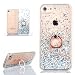 Produktbild Hancda Flüssig Handyhülle für iPhone 8 / iPhone 7, Schutzhülle Case Glitzer Flüssig Hülle Durchsichtig Transparent Hart Silikon Cover mit Ring Ständer Fingerhalterung für iPhone 8/iPhone 7-Silber