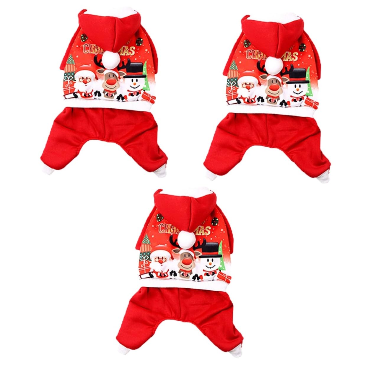 Mipcase 3 Pz felpa con cappuccio per cani di babbo natale per cani costume da cane natalizio abbigliamento natalizio costume di natale giacca per animali domestici di Natale rosso