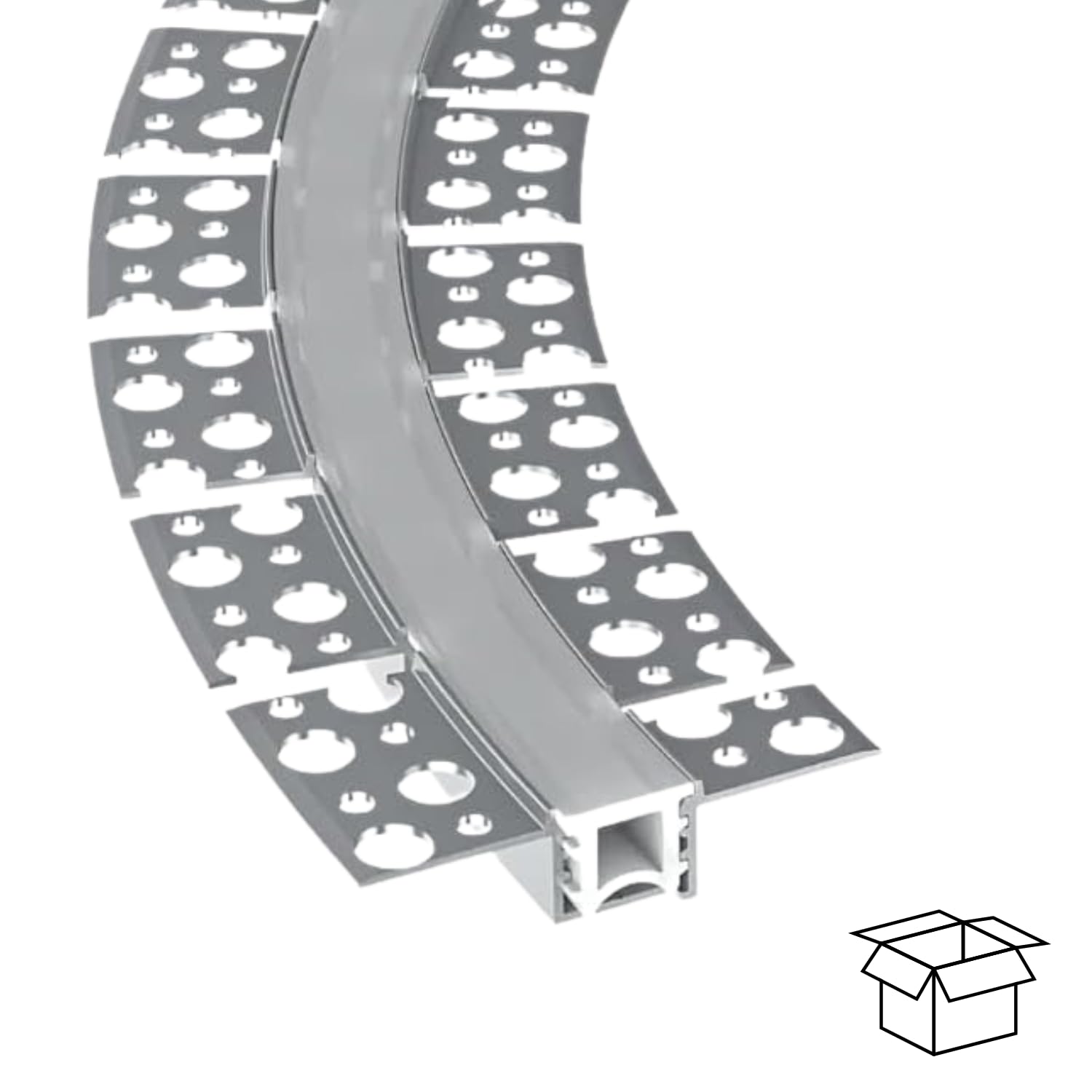 Evotrade – Profil LED Flexible en Aluminium pour Cloison Sèche Encastrable Longueur 2 Mètres + Couvercle Lumière Continue - pour Bandes LED Max 12,5mm - pour Intérieur (Profil Flex + couvercle)