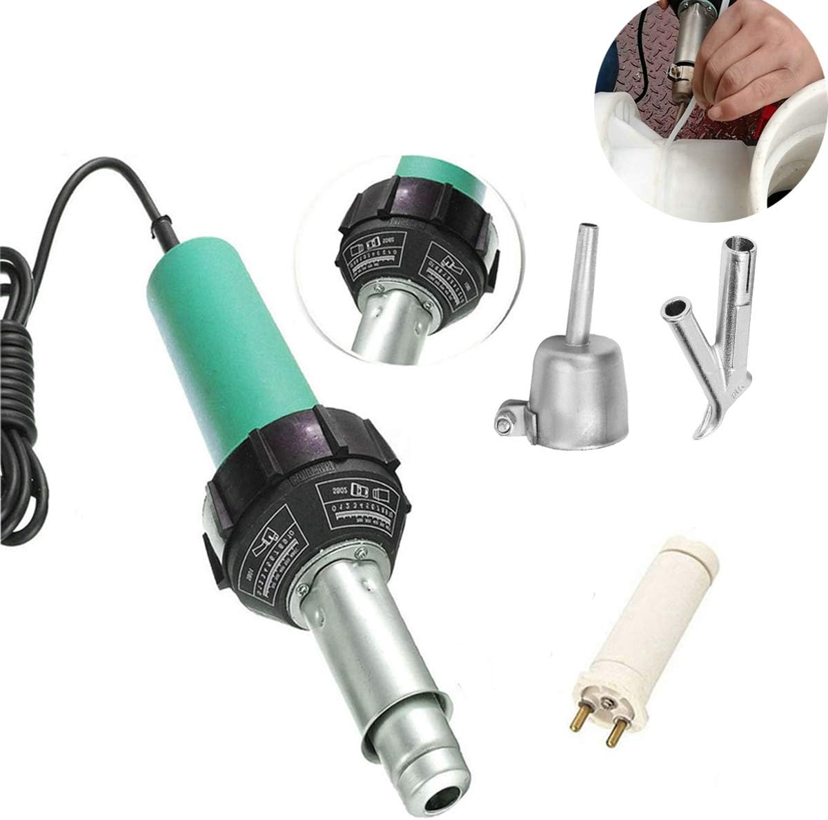1600W Plastic Welding Kit Hot Air Torch Heat Gun Professional Plastic Welder Gun Kit Tool Handhold Pistol Soldering Industrial
