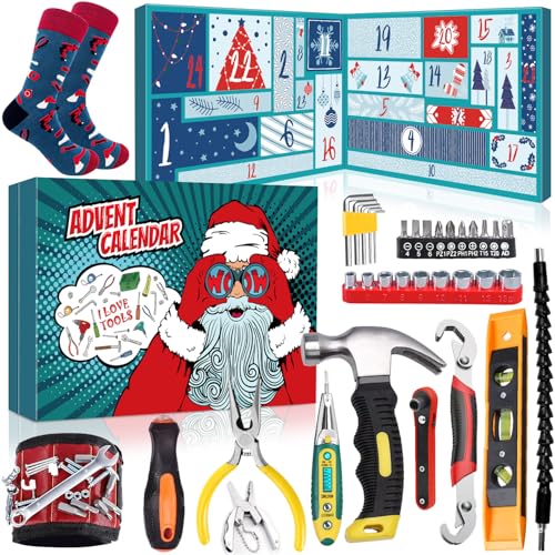iZoeL Adviento Calendario Herramientas Adolescente Chico Hombres 2025 Navidad Calendario 24 Piezas Utiles Gadgets Calendario Adviento Herramientas Regalo Sorpresa Para El
