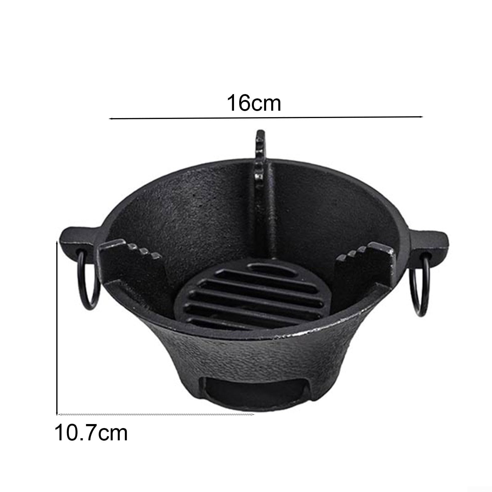 Kompaktowy grill na węgiel drzewny do koreańskiego i japońskiego grilla, łatwy do czyszczenia, żeliwny design, 16 cm, idealny na spotkania rodzinne i gotowanie na świeżym powietrzu