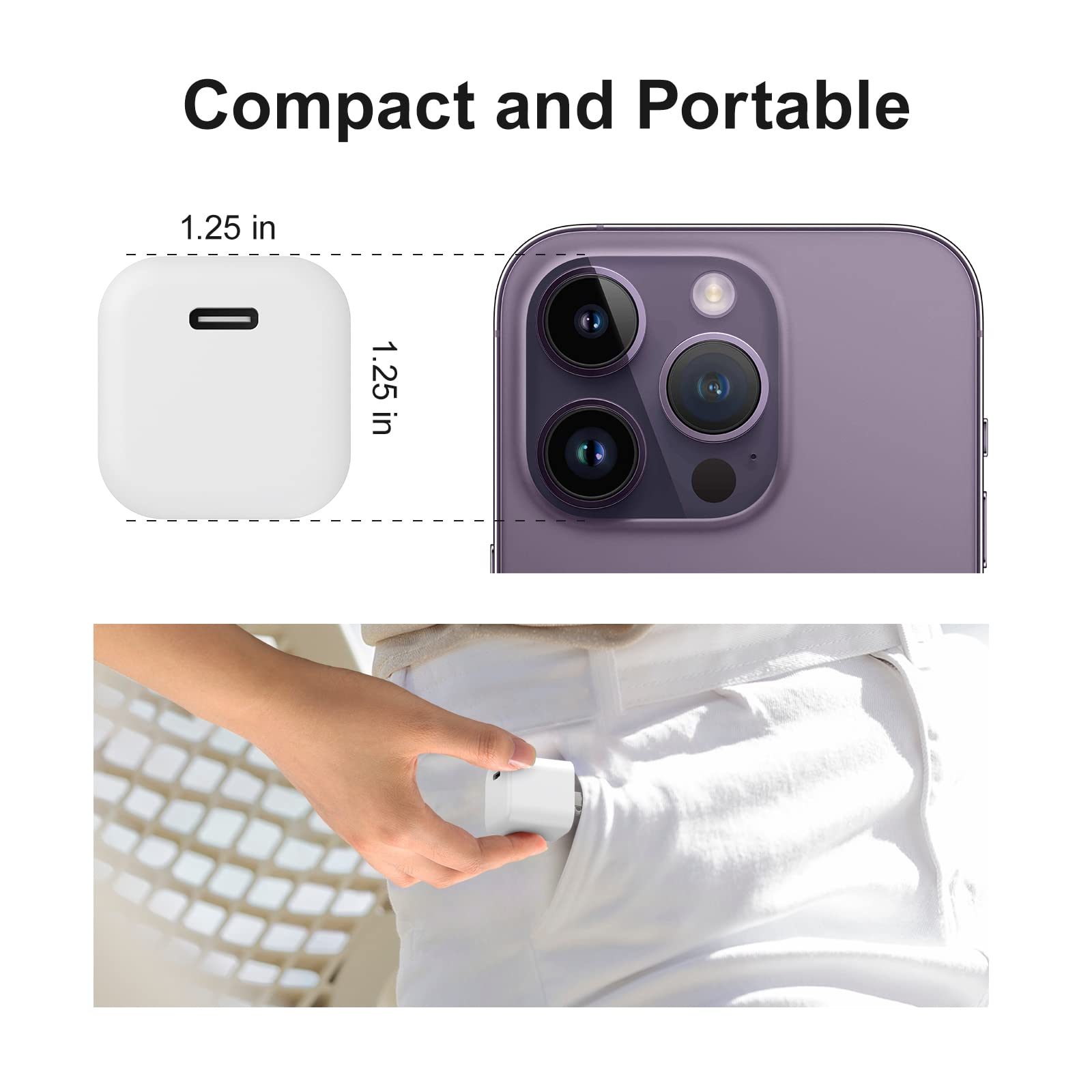 Blocco di ricarica USB C, adattatore di alimentazione di tipo C, presa da parete a cubo a ricarica rapida, compatibile con iPhone 16, 15 Pro, Max, 14, 13, 12, 11, SE, XR, XS, X, 8, 7 Plus