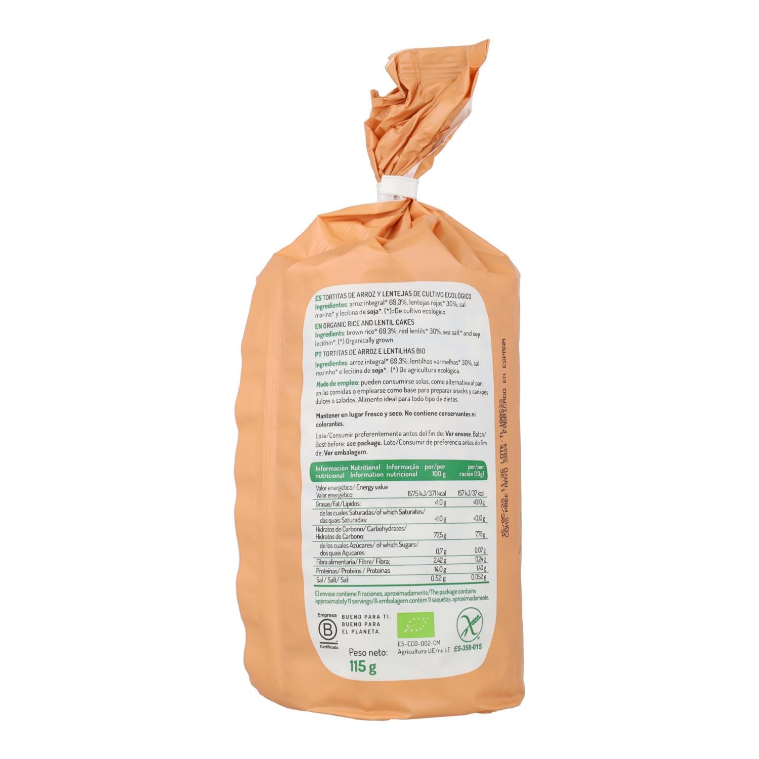 Granero Tortitas De Arroz Y Lentejas Bio 115 Gr Bolsa De 115 Gramos 115 ml