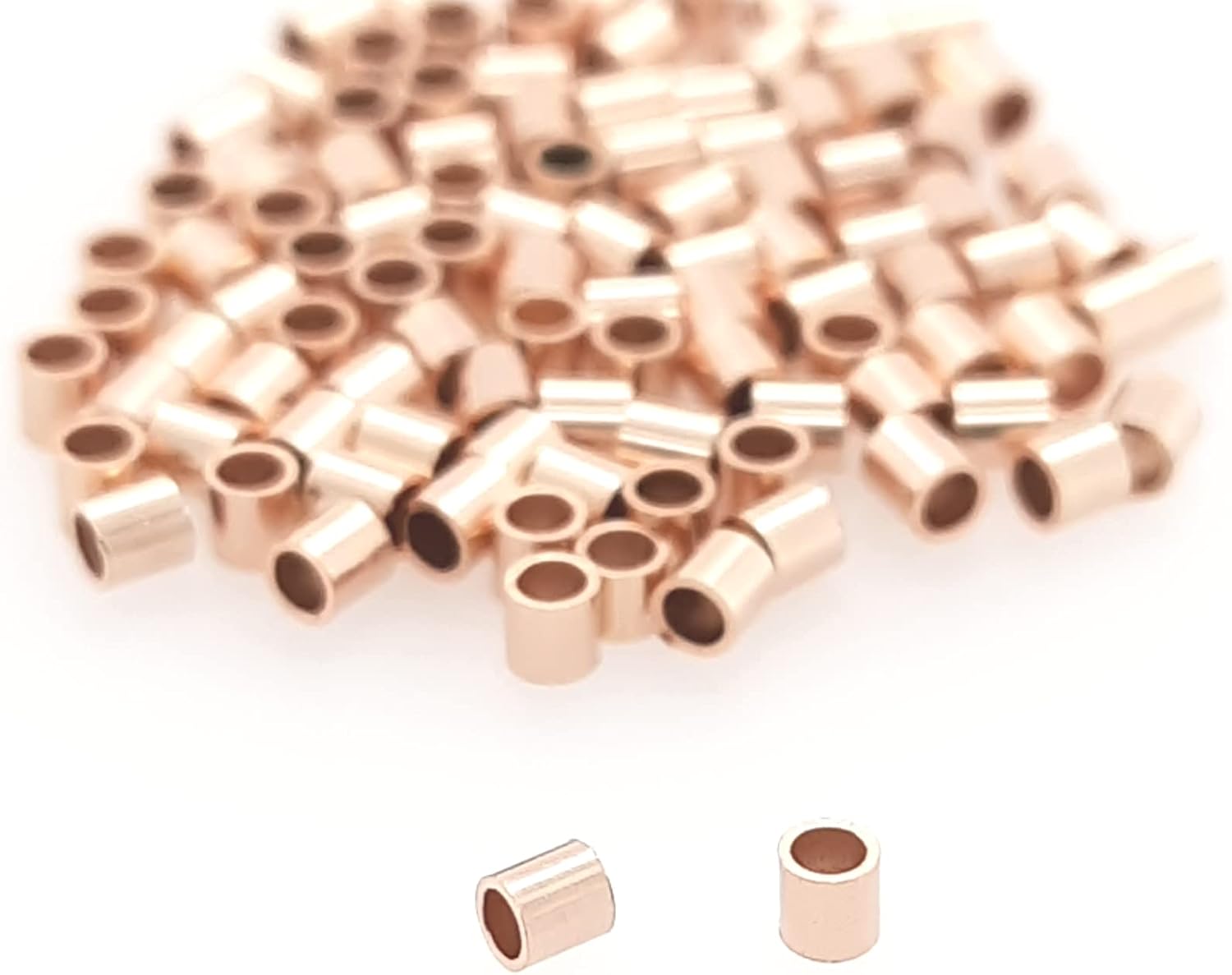 100pcs 14/20 Rose Gold Filled Tube Crimp Beads, 1 X 2MM, by CRAFT WIRE - Image 7