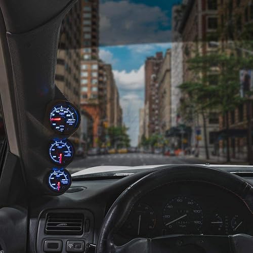 Miniatura 2 de GlowShift Paquete de medidores compatible con Subaru Impreza WRX STI 2002-2007 – Tintado 7 colores 30 PSI Boost/Vacuum, 100 PSI Medidores de presión