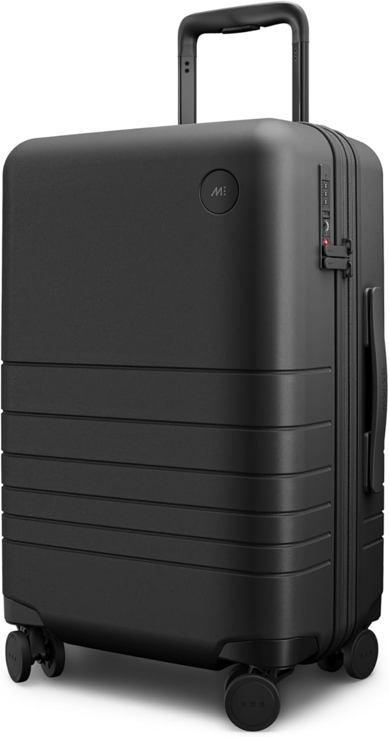 Monos Expandable Carry-On Luggage (22"), Lightweight Hardside Spinner Suitcase with TSA Lock, Airline Approved, Midnight Black