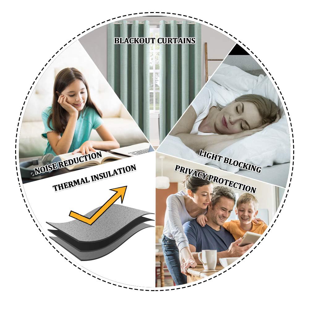 MIULEE Verdunklungsvorhänge mit Ösen Leinenoptik Sommergrün 2er 245x140cm | Blickdichte Thermovorhänge mit Ösen, Leinenoptik, Wärmeisolierend & Kälteschutz für Wohnzimmer und Schlafzimmer