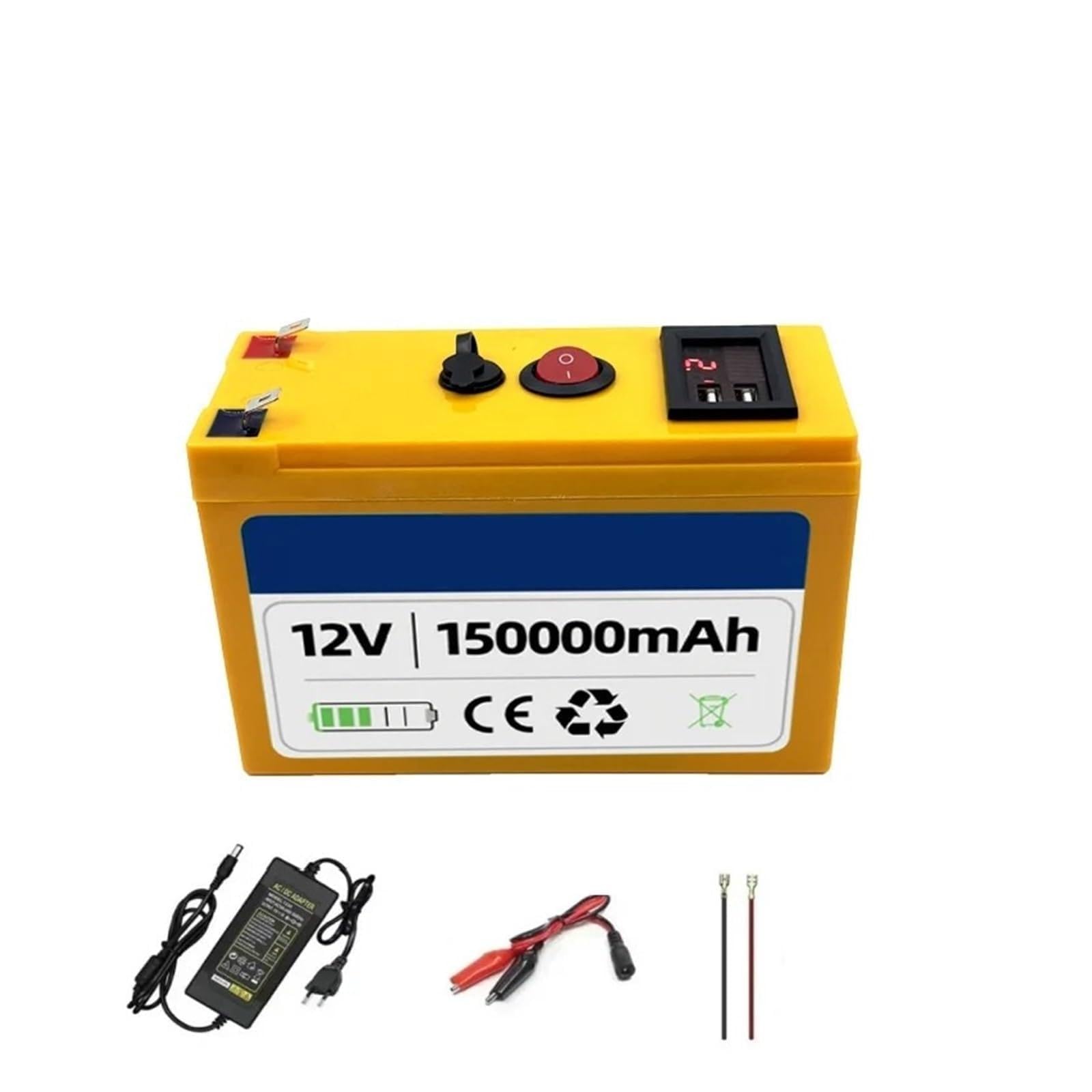 Batteria A Ciclo Profondo Batteria Al Litio LiFePO4 12V 150Ah | BatteriaBatteria ricaricabile portatile Porta di visualizzazione alimentazione integrata Ricarica(150000mAh)