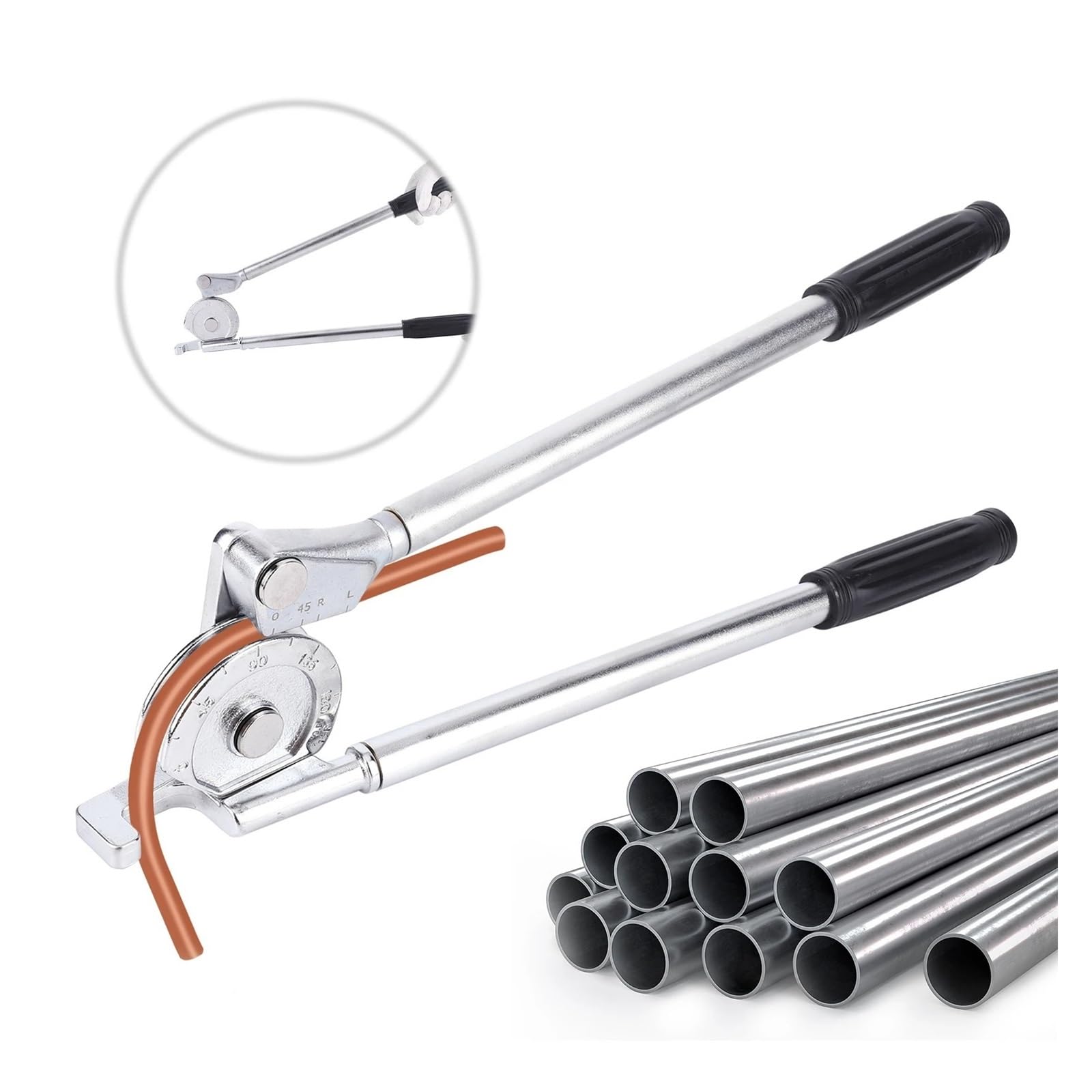 Piegatubi, Piegatubi portatile in rame da 1/2" (12 mm), strumento ad angolo regolabile for impianti idraulici