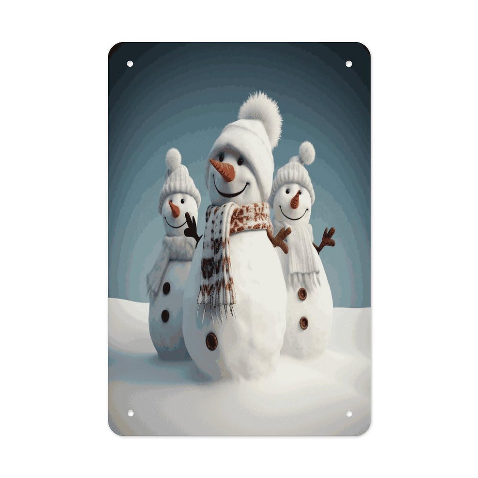Btcowzrv Style Happy Snowman Metal Tin Sign Wall Decor Hanging Plaque