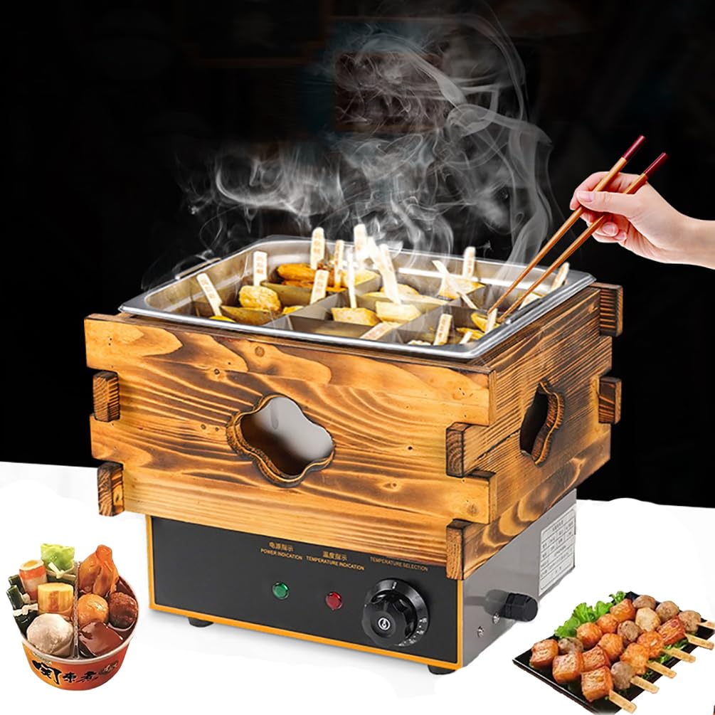 Pentola Oden Commerciale, Macchina da Cucina Oden Kanto da 9 Scatole, Divisorio Rimovibile, Temperatura 60~200°c Liberamente Regolabile, Corpo in Acciaio Inossidabile, Mac da Cucina Kanto Versatile