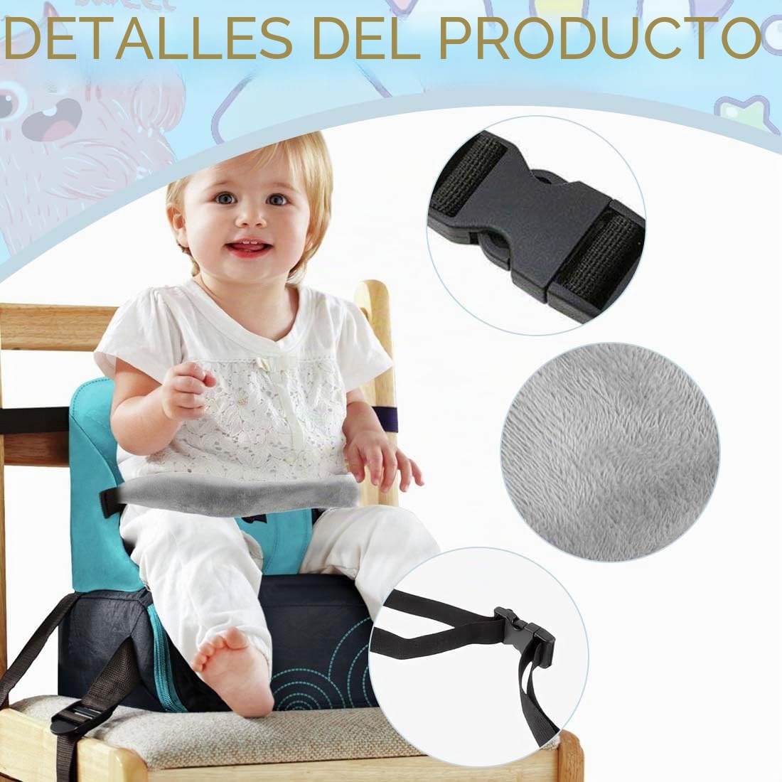 1 Unidad Correas Portátiles Para Silla Alta Niños, Cinturón De Seguridad Bebé, Arnés Ajustable, Compatible Con Sillas De Comedor, Carritos De Supermercado Y Tronas