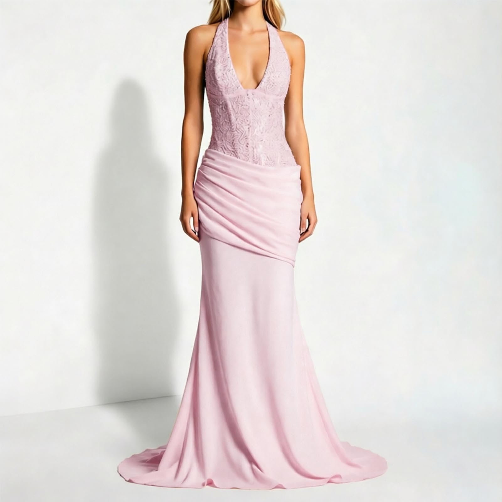 Vestido de noche para mujer, vestido largo sin mangas, vestido de baile, vestido de lentejuelas, sexy, cuello en V, vestido de dama de honor, sin mangas, vestido de fiesta, elegante vestido de cóctel