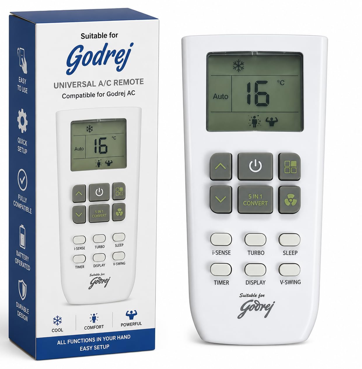 Compatible with GODREJ Split Inverter AC Remote (5 in 1 Convert and i-Sense Function) Your Old Remote Must Be Exact Same (AC-307)-image-14