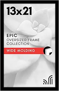 Americanflat 13x21 Picture Frame with Polished Plexiglass - Black Picture Frame - Wide Photo Frames Made of Engineered Wood for Vertical or Horizontal Wall Display - Epic Collection - Black