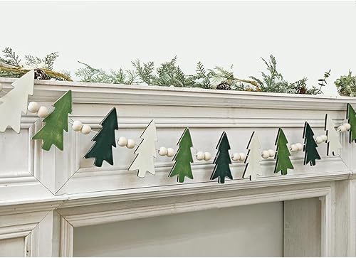 Miniatura 1 de Guirnalda de decoraciones de Navidad para interiores y exteriores 6.5 pies de árbol de Navidad de granja, cuentas de madera, decoración de Navidad,
