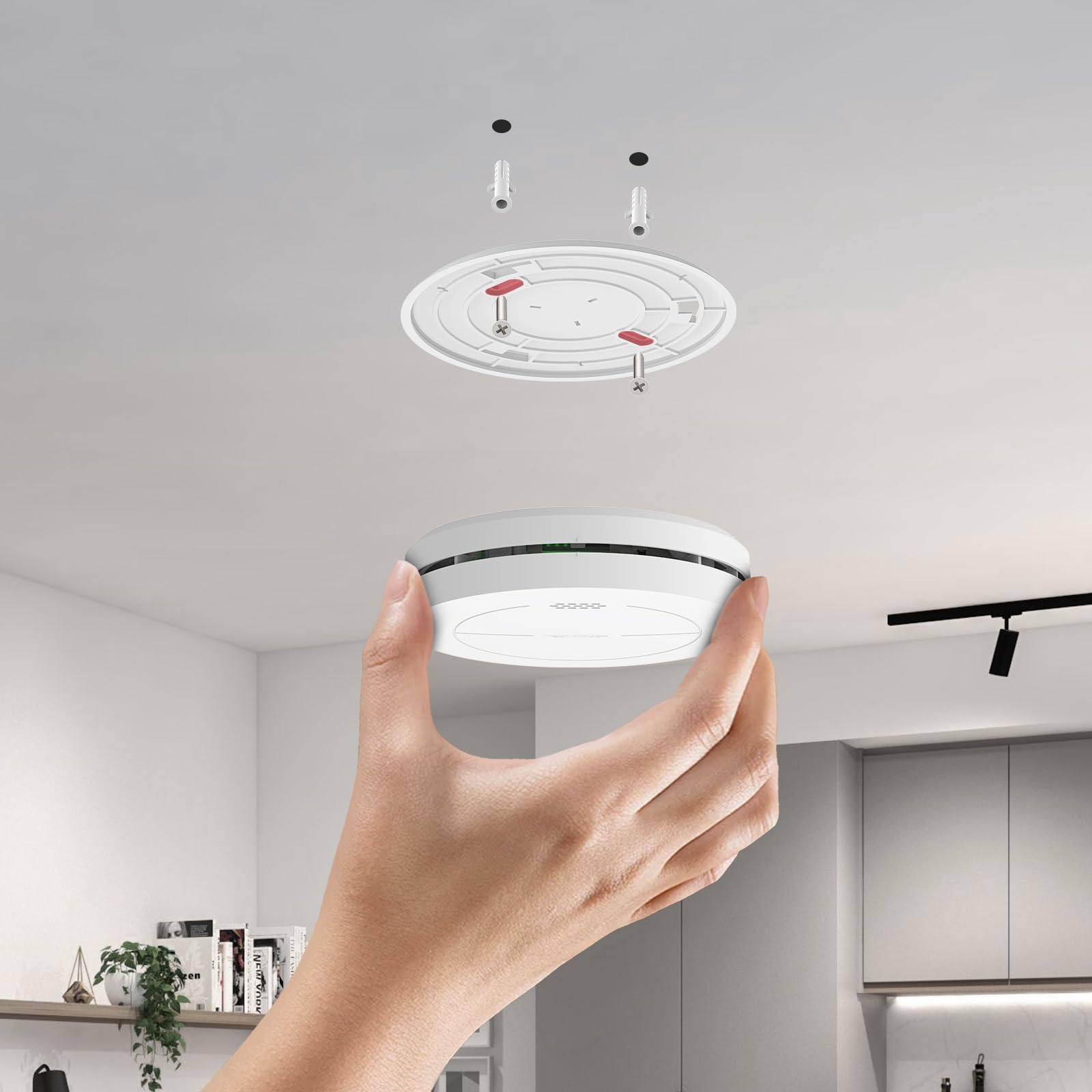 Safeliveo Détecteur de fumée interconnecté, détecteur d'incendie avec batterie de 10 ans, détecteur de fumée certifié TUV Rheinland avec alarme sonore de 85 dB, fonction silencieuse. SL-S15R, 2 pièces